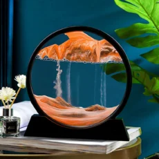 Relaxing Home Office Work Decor Deep Sea Sand Art Picture Sandscape Flowing Sand Frame Moving Sand Art Picture 3D Dynamic Round Glass.